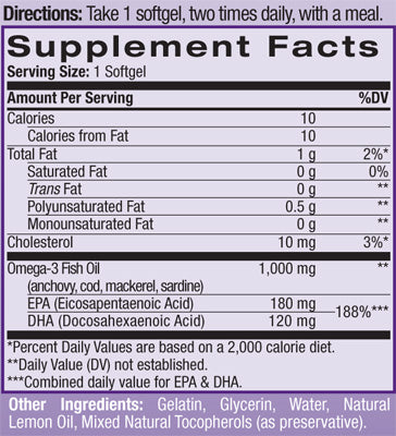 Ωμέγα-3 ιχθυέλαιο 1000mg. 60 Softgels
