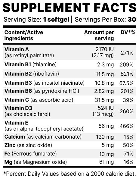 Optivit BP | Βασικές βιταμίνες και μέταλλα - 30 κάψουλες γέλης
