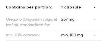 Oregano Oil 257 mg | 70% Carvacrol - 120 κάψουλες