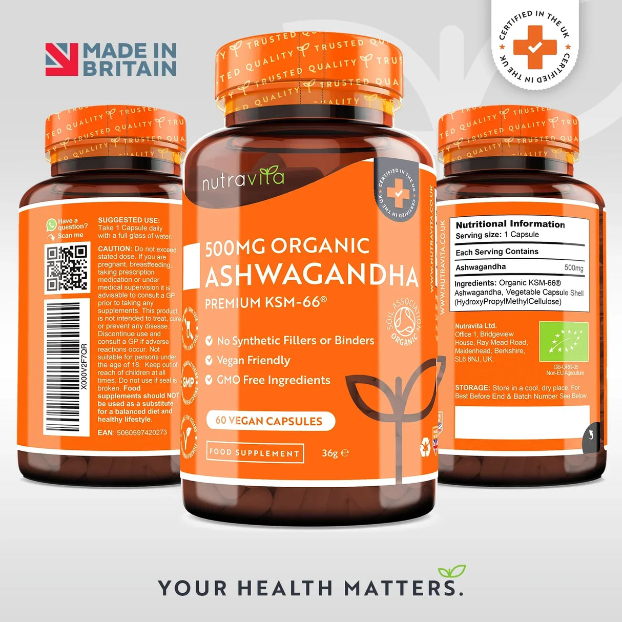 Οργανική Ashwagandha KSM 66 - Bio Ashwagandha 500 mg 60 vegan κάψουλες