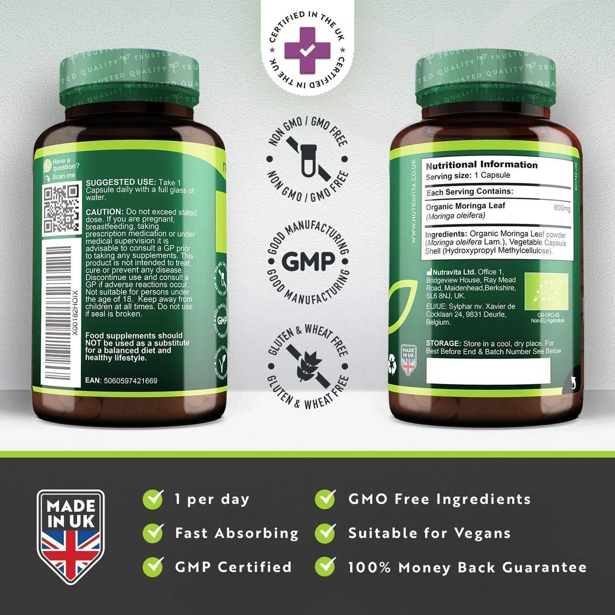 Οργανική Moringa - Bio Moringa 600 mg 120 vegan κάψουλες