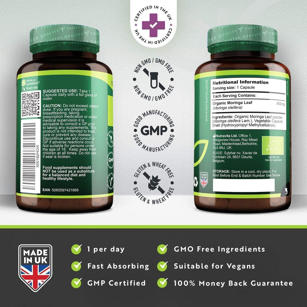 Οργανική Moringa - Bio Moringa 600 mg 120 vegan κάψουλες