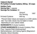PE Nutrition | Κυστεΐνη Ν-ακετυλίου 600 mg 30 κάψουλες