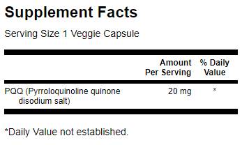 PQQ 20 mg/Pyrroloquinoline Quinone - 30 κάψουλες