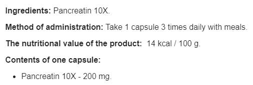Παγκρεατίνη 10 x 200 mg - 100 κάψουλες