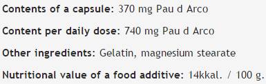 Pau D'Arco 370 mg - 100 κάψουλες