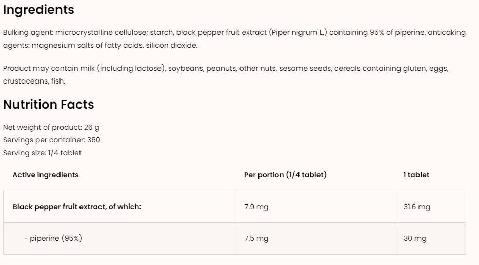 Piperine 30 max 90 δισκία