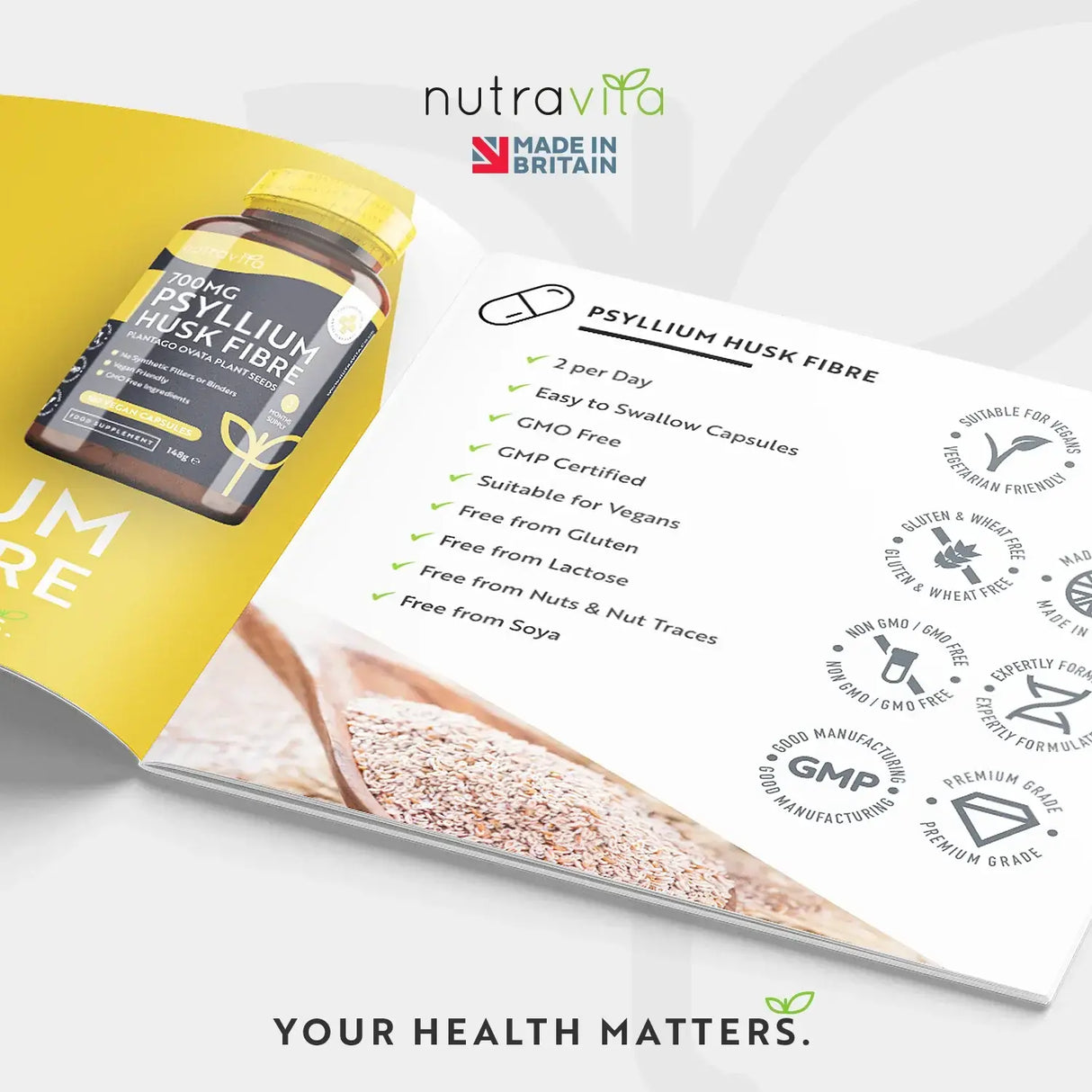 Φλοιός Ψυλλίου 700mg 180 φυτικές κάψουλες <tc>Nutravita</tc>