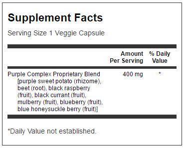 Μωβ αντιοξειδωτικά φρούτα & veggie σύμπλεγμα 400 mg - 60 κάψουλες