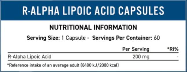 R-ALA 200 mg | R -alpha lipoic acid - 60 κάψουλες