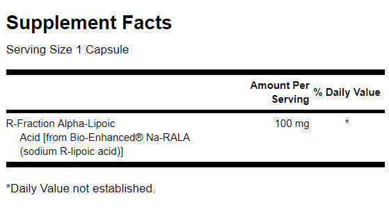 R -Fraction Alpha Lipoic Acid - Διπλή αντοχή 100 mg - 60 κάψουλες