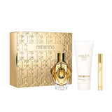 Ρυθμίστε το εκατομμύριο χρυσό για το Eau de Parfum 90ml + Body Lotion 100ml + Spray Travel 10ml