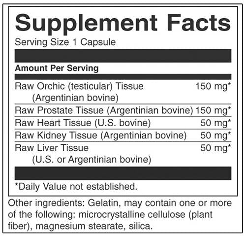 Raw Multi-Glandular For Men 450 mg 60 κάψουλες