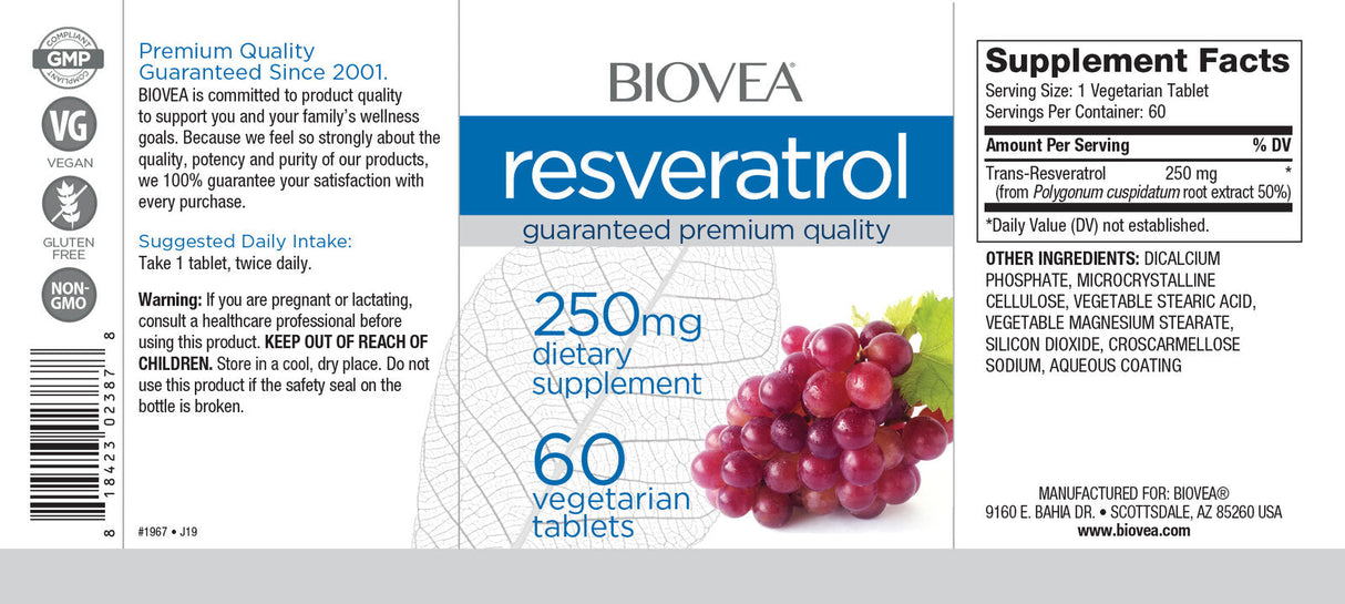 Resveratrol 250 mg/60 καρτέλες