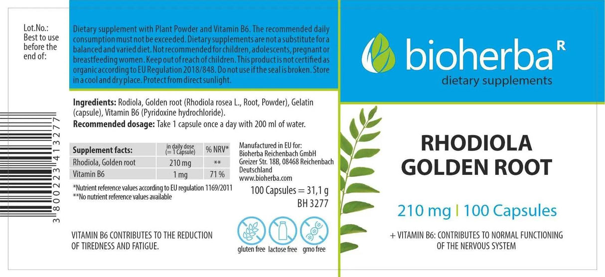 Rhodiola Golden Root 210 mg - 100 κάψουλες