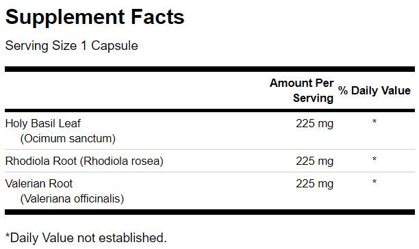 Rhodiola Holy Basil Valerian Stress Complex - 180 κάψουλες