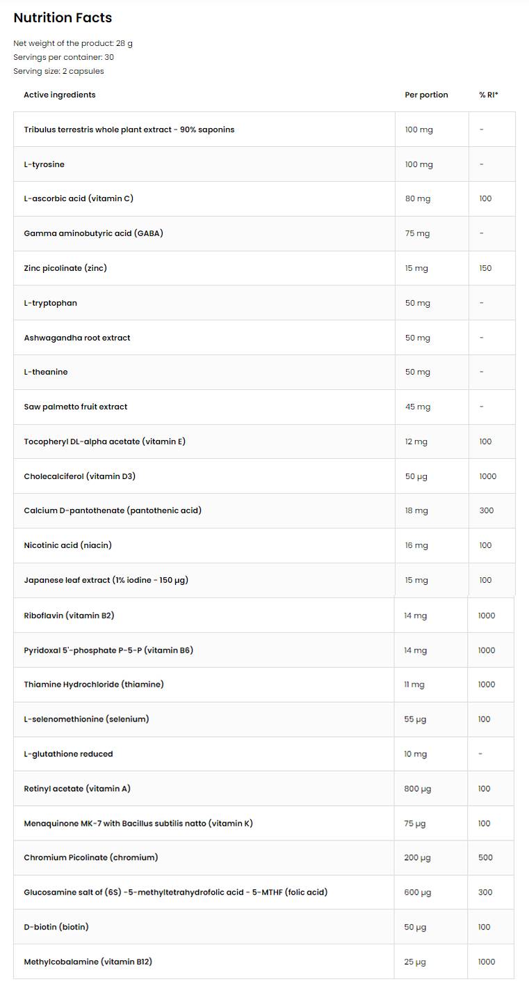 Βιταμίνες για άνδρες | Με Ashwagandha, Tribulus και Saw Palmetto 60 κάψουλες