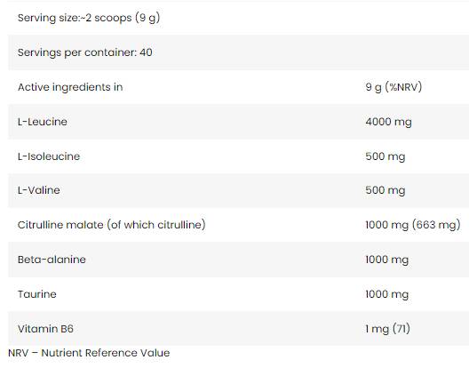 Core BCAA 8: 1: 1 | Με citrulline & βήτα -αλανίνη - 350 γραμμάρια