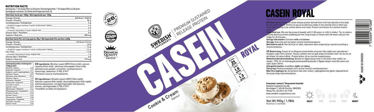 <tc>Swedish Supplements</tc> Βασιλική Καζεΐνη [900 γραμμάρια, 27 δόσεις]