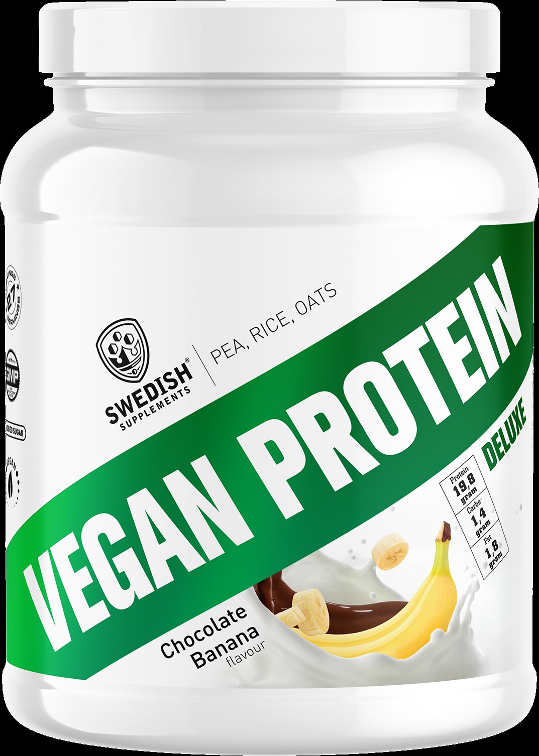 <tc>Swedish Supplements</tc> Vegan Protein Deluxe | από μπιζέλι, ρύζι και βρώμη [750 γραμμάρια, 27 δόσεις]