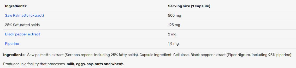 Saw Palmetto 500mg | με 25% Σαπωνίνες - 100 κάψουλες