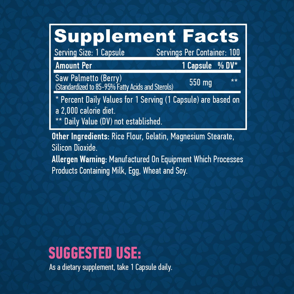 Saw Palmetto 550mg./100 καπάκια.