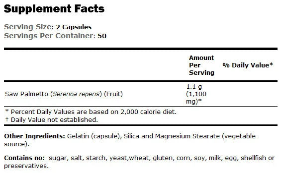 Saw Palmetto Berries 550 mg - 100 κάψουλες