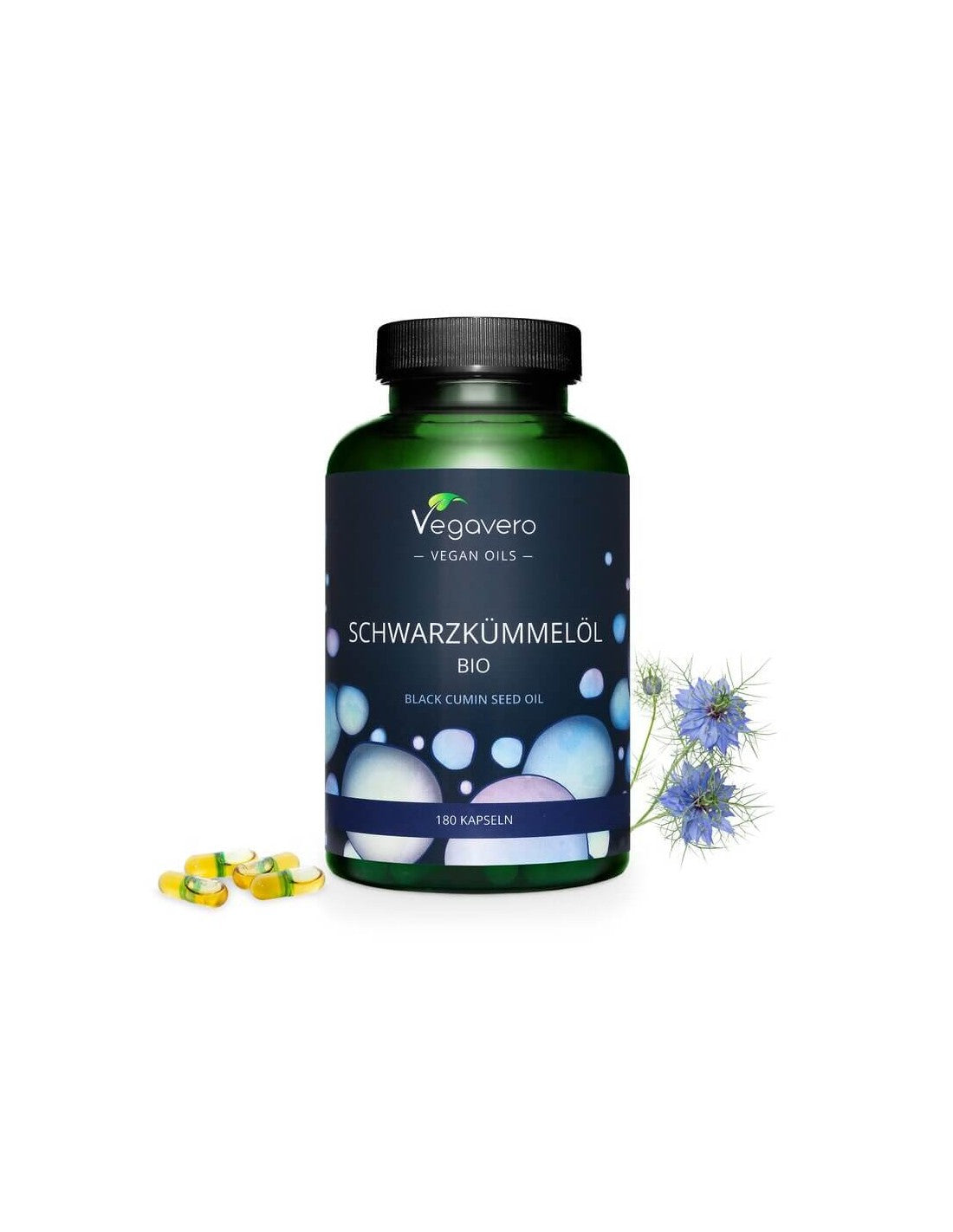 Schwarzkümmelöl Bio/ Μαύρο κύμινο (έλαιο σπόρων βιολογικό), 180 κάψουλες, 100% Vegan <tc>Vegavero</tc>