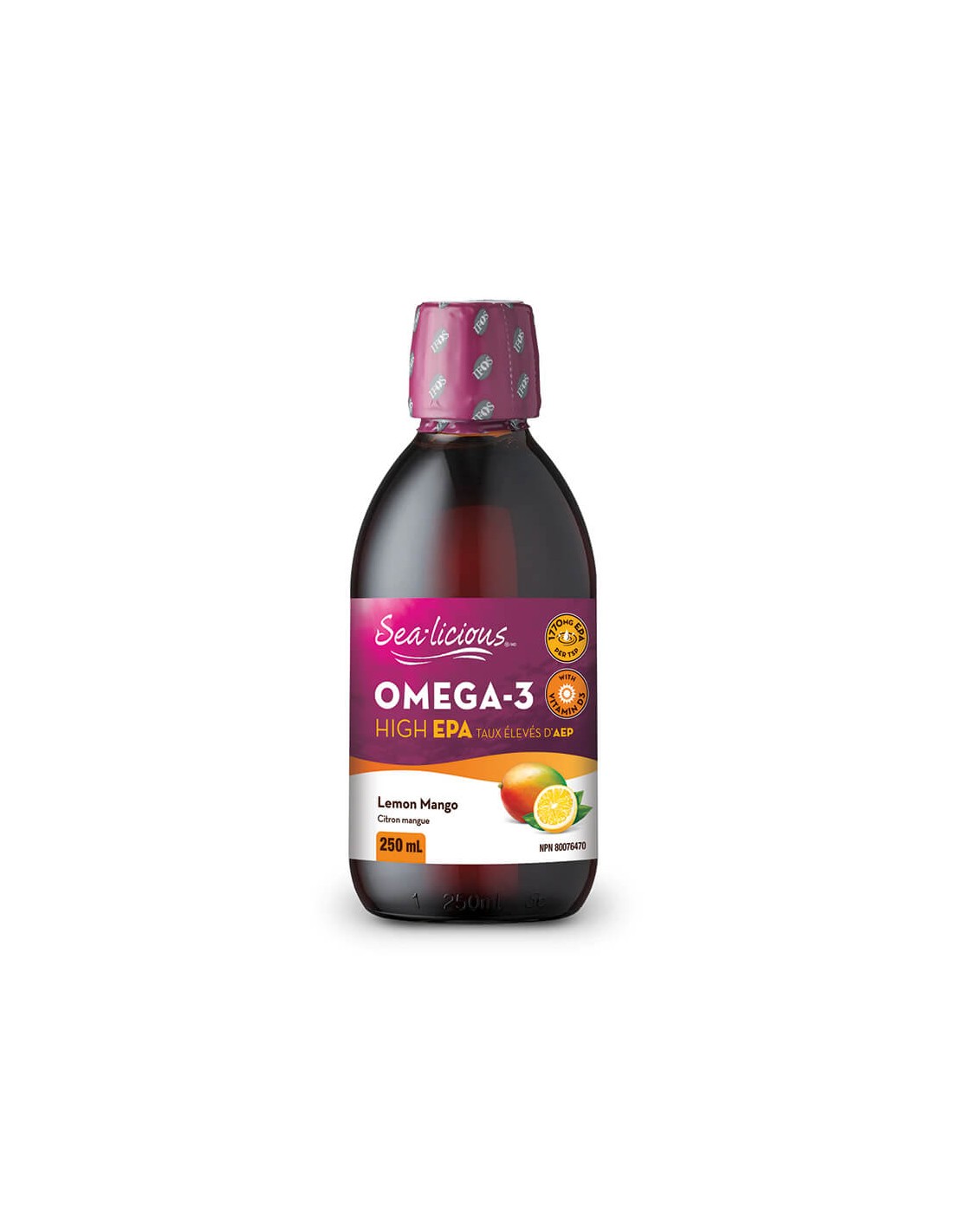 Sea-Licious® Ωμέγα-3 Υψηλή περιεκτικότητα σε EPA + Βιταμίνη D3/Ωμέγα-3 (υψηλή περιεκτικότητα σε EPA) + βιταμίνη D3, 250 ml <tc>Natural Factors</tc>
