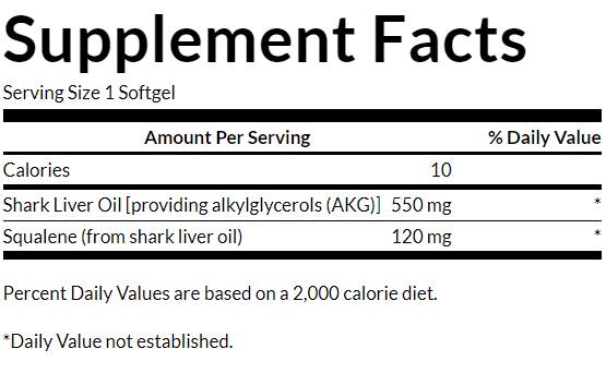 Shark Liver Oil 550 mg 60 κάψουλες Gel