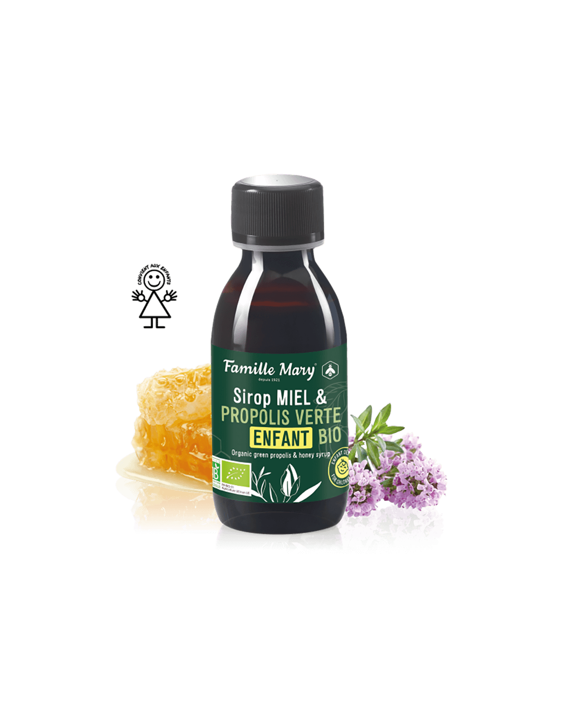 Sirop Miel et Propolis Verte Enfant Bio/Syrup για παιδιά με μέλι και πράσινη πρόπολη (βιολογική), 125 ml Famille Mary