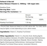 Βιταμίνη C αργής αποδέσμευσης 1000 mg - 120 δισκία