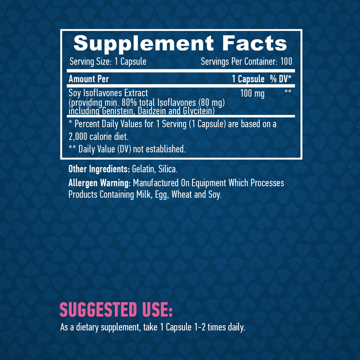 ΣΟΕ ISOFLAVONES 80% Εκχύλισμα μη-GMO 100mg/100 καπάκια.