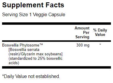 Τυποποιημένες κάψουλες Boswellia Phytosome 60