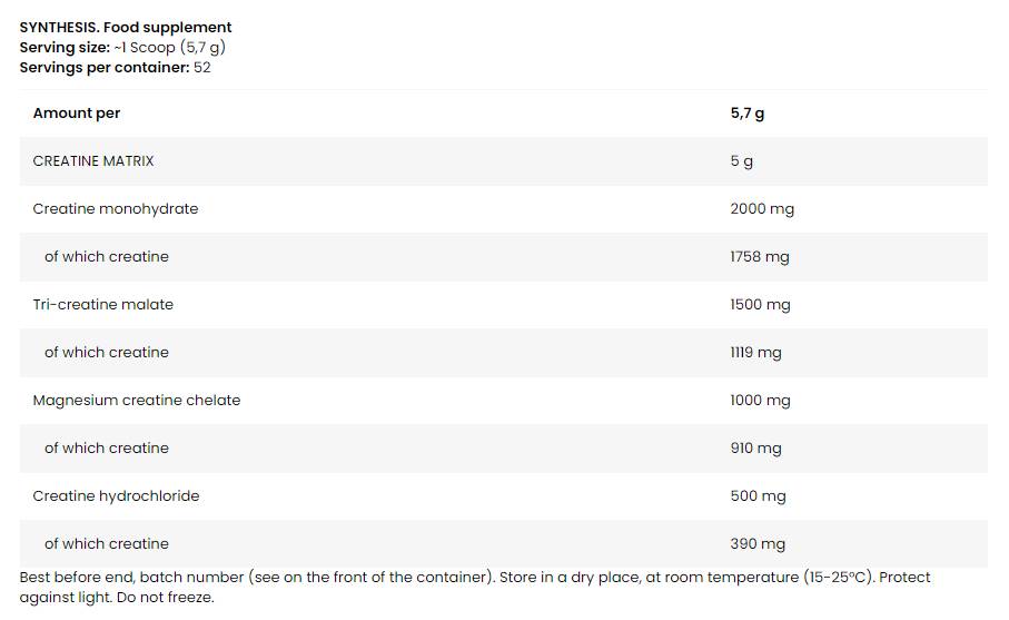 Σύνθεση | Multi Creatine Complex Matrix - 300 γραμμάρια