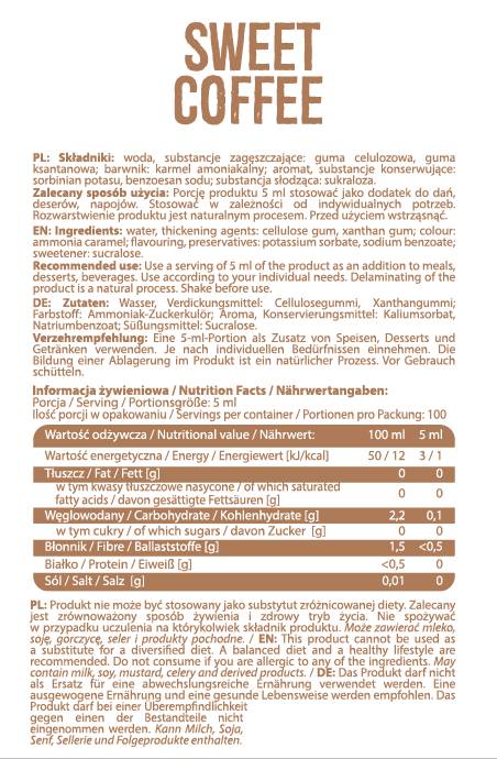 Σιρόπι μηδενική θερμίδα | Γλυκό καφέ 500 ml
