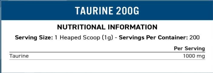 Σκόνη ταυρίνης 1000 mg - 200 γραμμάρια