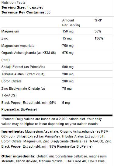 Υποστήριξη δοκιμών | με Ashwagandha & Σιλατζίτ - 120 κάψουλες