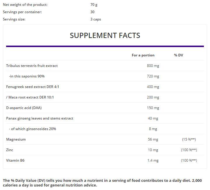 Testo Booster | Με το Tribulus, το Fenugreek, το Maca, το DAA και το Ginseng 90 κάψουλες