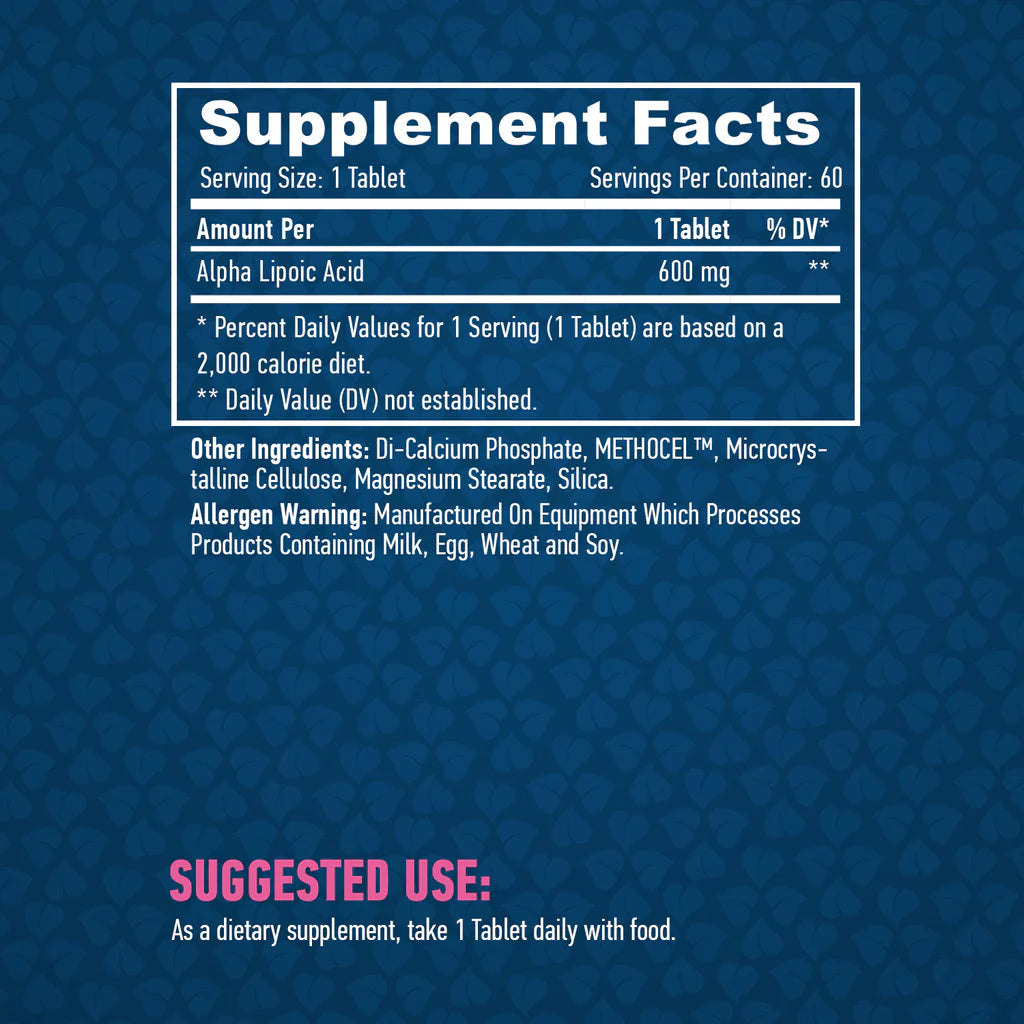 Χρόνος απελευθέρωσης Alpha Lipoic Acid 600mg./60 καρτέλες.