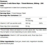 Βιταμίνη C χρονισμένης αποδέσμευσης 500 mg | Με Rose Hips 250 Tablets