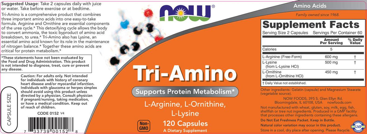 Tri-Amino/L-Arginine L-Ornithine L-Lysine - 120 κάψουλες