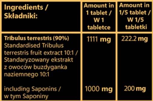 Tribulus 1000 mg | Εκχύλισμα φρούτων με 90% σαπωνίνες - 100 δισκία
