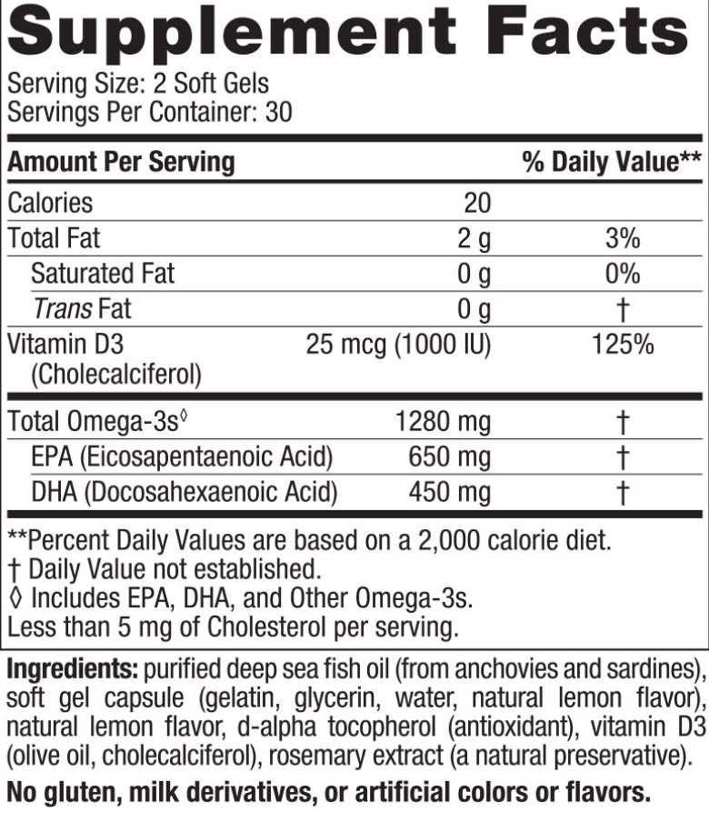 Ultimate Omega -D3 1280 mg - 120 κάψουλες πηκτής