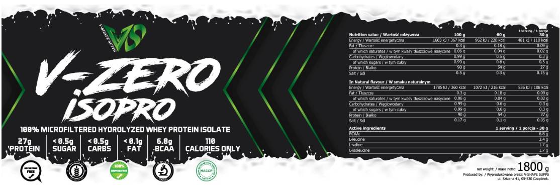 V-Zero Iso Pro | Whey Protein Isolate - 1800 γραμμάρια