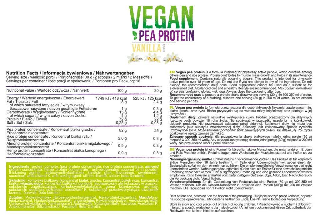 Vegan Pea Protein - 500 γραμμάρια