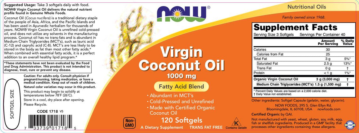 Virgin Coconut Oil 1000 mg - 120 Gel κάψουλες