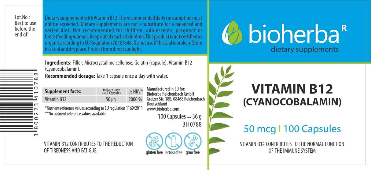 Βιταμίνη Β -12 500 MCG - 100 κάψουλες