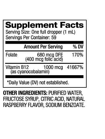 Η βιταμίνη Β12 και το φολικό οξύ πέφτουν 1000 mcg/60 mL