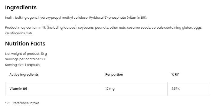 Βιταμίνη Β6 | P-5-P 12 mg 60 κάψουλες